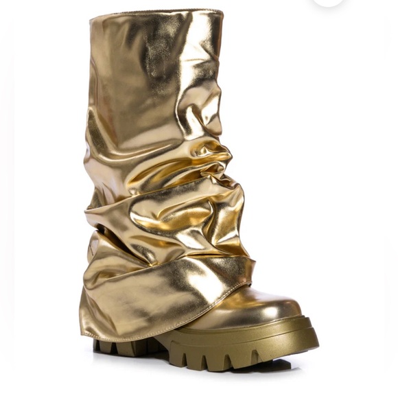 Lustrous Gold Heeled Boots for Women - Picture 4 of 16